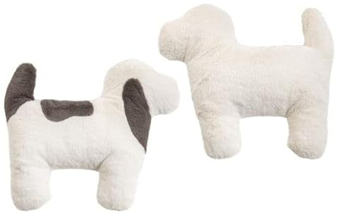MAGMA Kissen Bello Plüsch Hundeform Ecru braun 40x34cm