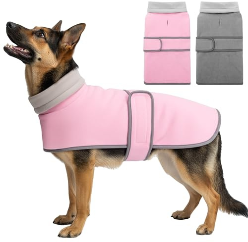 TUKOAW Dog Winter Coat, 2 Pack Turtleneck Fleece Pet Winter Jacket (M-XXL)