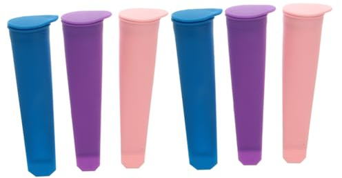 Alipis 6 piezas Moldes de Silicona para Helados con Tapa Fabricadores de Paletas de Verano Molds de Hielo para Jugos y Yogur Colores Aleatorios Color Aleatorio Color Aleatorio