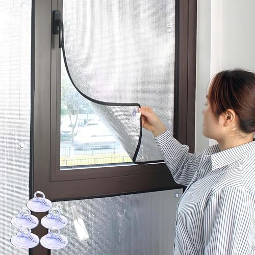 Película Aislante para Ventanas, Protección UV, Película Reflectante De Oscurecimiento De 9mm De Grosor, Película De Privacidad Opaca para Vidrios con Ventosas(70x80cm)