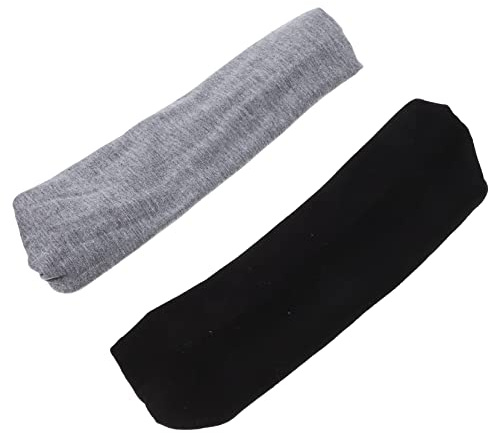 Beaupretty 2 Pièces Bandeaux Coton pour Visage Élastiques et Absorbants Eau Accessoires Pratiques pour Nettoyage Bain Maquillage Noir et Gris