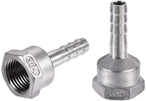 TA-VIGOR 304 Stainless Steel Hose Barb Fitting Coupler,10mm Barb G1/2 Female Thread Pipe Fitting Adapter, Hose Pipe Barb Tail Connector for Garden Plumbing Air Water Oil - 1PCS