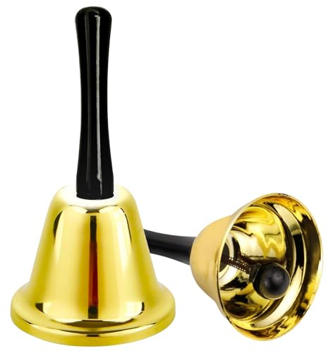 Campana Da Tavolo A Mano In Metallo, Campana Di Babbo Natale Con Dorata Campanella Da Tavolo Bell Piccole Campane Con Manico Per Eventi Di Nozze, Cene, Scuola, Hotel, Oro