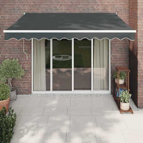 Tenda da Sole Elettrica con Telecomando, Antracite 3.5x2.5m, Tessuto Poliestere PU Resistente UV, Struttura in Alluminio, per Balcone Giardino Patio, Telo Ombreggiante Esterno