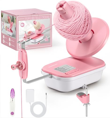 Avvolgitore Elettrico per Filati, Avvolgitore Automatico per Gomitoli di Filato ad Alta Velocità con 3 Ingranaggi Regolabili, Filatore per Filati di Grande Capacità da 4-10 once（Rosa）