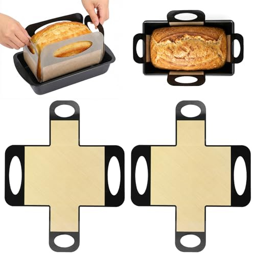 Silicone Loaf Tin Liner 2 Pack Reusable Baking Mat,Non-Stick Cake Tin Liner | with 4 Handles, Bread Sling, Fits 9x5 Inch Bread Pans