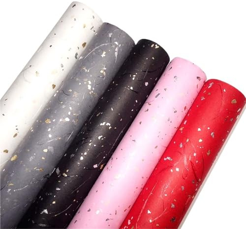 Presentpapper blommigt gör-det-själv-presentpappersset – 5 ark, 6 färger, guld/silver glitter, vattentät (09-blandningsförpackning – 5 st)