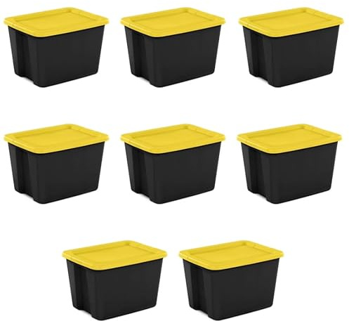 GardenNest 8-Pack 18 Gallon Plastic Storage Bins with Snap-On Lids, Stackable Lidded Containers with Comfortable Integrated Handles for Camping Gear, Sports Equipment, Tools, Blankets & Sleeping Bags