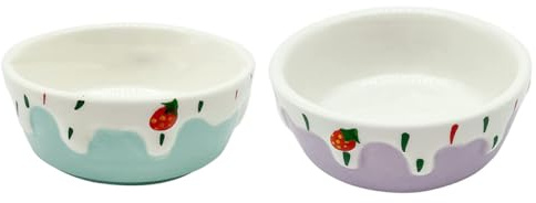 Homoyoyo Cuenco Pequeño de Cerámica para Mascotas 2 Piezas (Morado y Azul) Tazón de Comida para Hámster y Animales Pequeños Comedero Compacto Fácil de Limpiar para Chinchillas y Cobayas