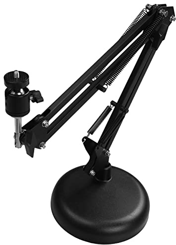 HUTSRAI Support pour webcam de bureau Suspension Boom avec base ronde améliorée pour webcam
