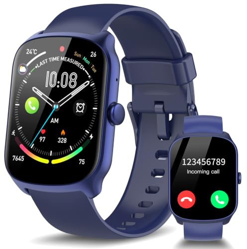 Csasan Smartwatch Damen Herren, 1,95 HD Touchscreen Smart Watch mit Telefonfunktion, 110 Sportmodi Sportuhr, IP68 Wasserdicht Fitnessuhr mit Schrittzähler/Herzfrequenzmonitor/Schlafmonitor, Blau