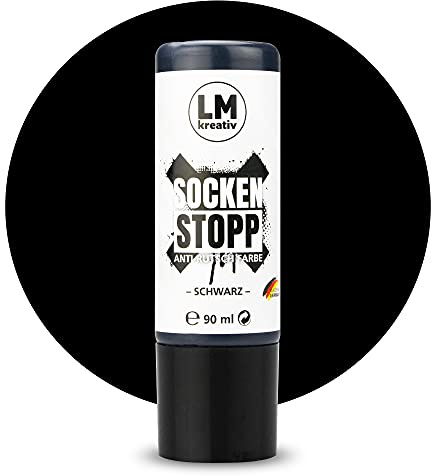 LM-Kreativ Socken Stopp 90 ml - Schwarz - Flüssige Anti-Rutsch-Farbe für Socken und Textilien, vielseitig einsetzbar auf Wolle, Filz und Teppichen | Sock Stopper Flüssig für sicheren Halt