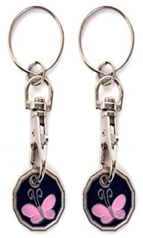 Fabulouz 2 X Shopping Trolley Tokens| New Shape 12 Edge Sided Trolley Token| One Pound Trolly Coin UK Shopping Trolley Token Key rings| Clasp Supermarket Locker Cart| for her him party Filler Bags|