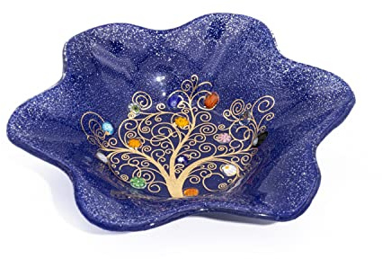 Sospiri Venezia Murano-Glas-Objekttablett mit handgefertigter Baum des Lebens-Dekoration dekorative Schale Wohndekoration Geschenkidee handgefertigt in Italien (19 x 19 cm)