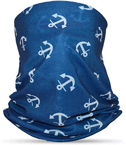 thb Richter Multifunktionstuch Bandana Schlauchtuch Halsschal Kopftuch Halstuch Stirnband Loopschal Motorrad Outdoor Freizeit Jogging Fahrrad Anker-Muster Jeansblau