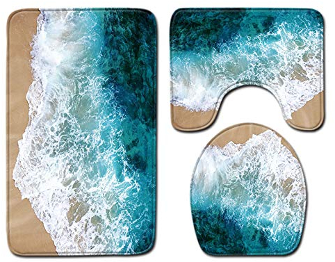 SWECOMZE Badematten Set 3 teilige Stand-WC Badgarnitur mit WC-Deckelbezug Set, Badezimmergarnitur, Badematten, Badteppich inkl. WC-Vorleger (Farbe-11,50x80cm)