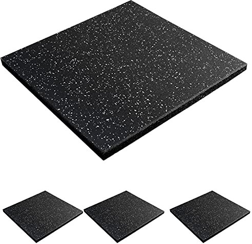 MYOYAY 4 Pack Interlocking Tile 20 x 20”x 1”Heavy Duty Rubber Flooring Mat Anti-Vibration Anti-Slip Exercise Mats for Gym Equipment and Cushion for Workouts, Cover 11.12 Sq.Ft…