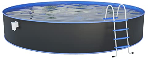 STEINBACH Set piscina a parete in acciaio nuovo – 011111G – Ø 450 x 120 cm – piscina rotonda grigia per fino a 17.200 l di acqua – con pellicola interna blu resistente all'inverno e numerosi accessori
