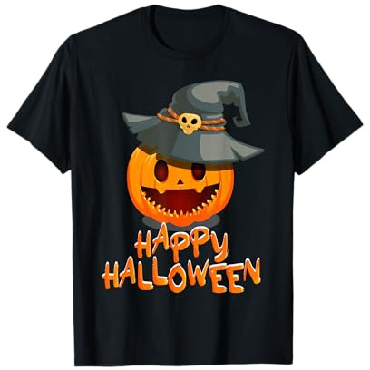 Freundlicher Kürbis mit Hut - Happy Halloween T-Shirt