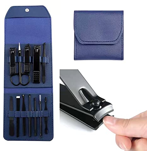 UESDU Nagelknipser, Pediküre-Set, 12 Stück, für Damen und Herren, modisch, professionell, Edelstahl, dicke Nägel, Nagelhautentferner, Zehennagel, Pflegeschneider, Pediküre, Reise-Pflegewerkzeug-Set