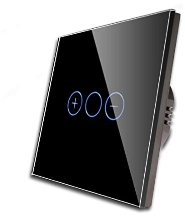 CNBINGO Dimmer Switch for LED Lights - Touch Light Switch Flush-Mounted - Dimmer Switch Simple in Black - Wall Switch with Glass Panel and Status LED