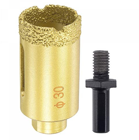 sourcing map Brazed Diamond Core Drill Bits 30mm Hole Saws with M10 Arbor Adapter for Porcelain Tile Marble Concrete Stone Brick