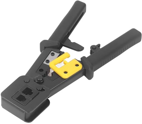 ALPHA ELETTRONICA Kit Pinza crimpatrice 98-167K per connettori RJ45, Valigetta con Pinza per crimpare e 20 connettori RJ45, Tecnologia Passante