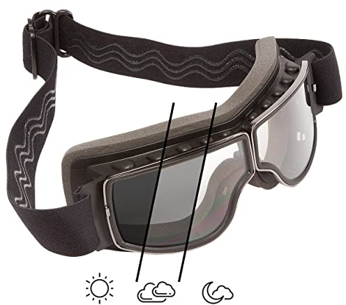 PiWear Nevada klar selbsttönend | retro Motorradbrille für Brillenträger Überbrille Schutzbrille für Oldtimer winddicht UV400