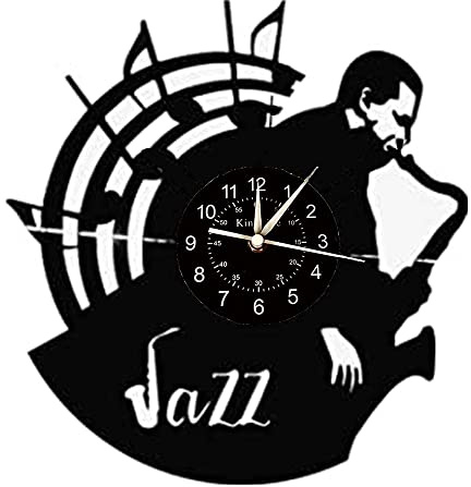 Smotly Vinyl Wanduhr, Saxophon Muster Thema Wanduhr, eine Wanduhr Geschenk für Musikliebhaber.
