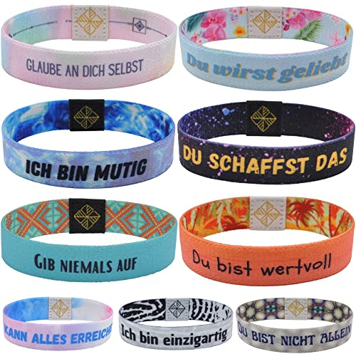 juma - glaubensband | 5er Sets - Verschiedene Größen | Freundschafts-, Energie- & Motivations-Armbänder, Aus Stoff, Inspirierende Glücksbringer… (M - 17 cm, Lebensfreude)