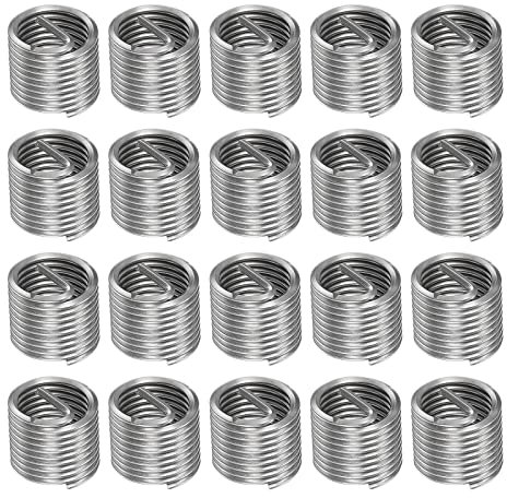 sourcing map 20Stk. Draht Gewindeeinsatz M16 x 2 1,5D 24mm 304 Edelstahl Spiraldraht Gewindehülse