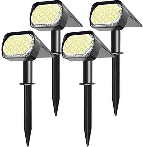Quntis Set 4 LED solstrålkastare för utomhusbruk Vattentäta kraftfulla justerbara ljus, IP65 solcellslampa för utomhusbruk Markstrålkastare Solcellsbelysning Utomhus gångväg Trädgård Garage Terrass