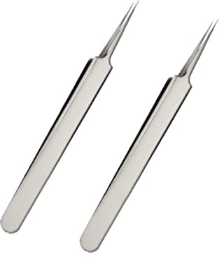 Chirurgische Pinzette für eingewachsene Haare Professionelle Komedonen Extraktoren Edelstahl eingewachsene Haarpinzette Präzision scharfe Nadel Nase spitze Pinzette Splitter (2 Stück)