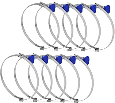 POWERTEC 70223-P2 2-1/2 Inch Right Hand Keyed Bridge Hose Clamp, Thumb Screw Key Adjustable Stainless Steel Hose Clamps for Dust Collection, Dust Collector and Dryer Vent Hose, 10 Pack