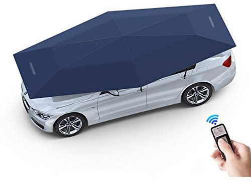 Ombrellone Automatico Carport Pieghevole Mobile - Copertura per Tettuccio Auto Portatile - Protezione Antigrandine, Anti-UV, Antivento, Impermeabile - 4,8 x 2