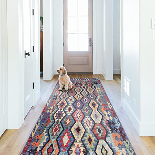 NETLINE HOME Washable Area Rugs for Living Room Traditional Flatweave Rug Non Slip Kitchen Rug - Decorative Floor Mats Low Pile Vintage Rugs Boho Design Hallway Carpets for Bedroom - Multicolour