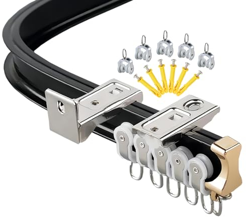 whalebee Vorhangstange Biegbare, Vorhangschiene Flexibel Gebogen Leicht Zu Montieren Curtain Rail Gute Zähigkeit Wand-/Deckenmontage Aluminiumlegierung Abriebfest Mit Zubehör Gardinenschiene