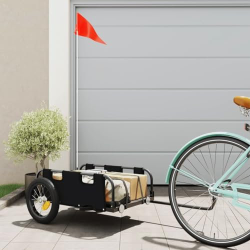 Festnight Fahrradanhänger Lastenanhänger Fahrrad Anhänger Transportanhänger Schwarz 122x53x33 cm Maximale Belastbarkeit 30 kg