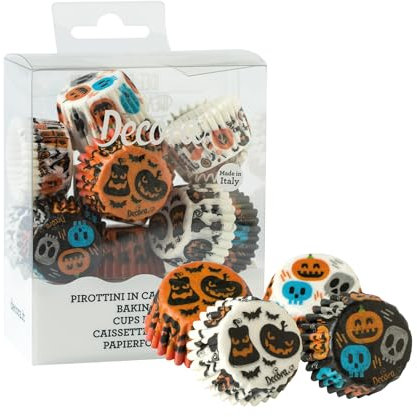 Decora, 0339711 Confezione da 200 Pirottini Tematici, Bon Bon Halloween, per Cuocere, Presentare e Regalare Muffin e Dolcetti, Resistono Fino a 180°C, in Comodo Blister, ø 27 X 17 mm, Made in Italy