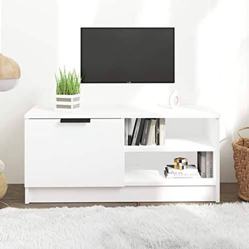 ZEYUAN Mueble para TV, Mueble Salon, Mueble TV Salon, Mueble pequeño, Mesa Auxiliar TV, Mesa De Televisión, Madera contrachapada Blanco 80x35x36,5 cm