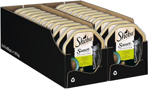 SHEBA Schale Nassfutter für Katzen Sauce Collection mit Kaninchen und Gemüse 2 x 11 x 85g