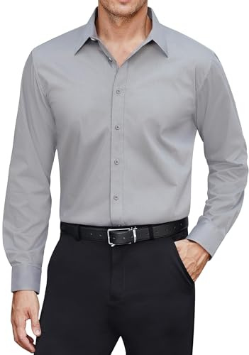 J.VER Herren Hemd Fleckenschutz Hemden Regular Fit Bügelleichtes Langarmhemd Klassisch Stretch Businesshemd Freizeit Hochzeit Hemd