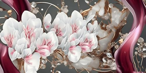 Diamond Paining Abstrakt, 5D Groß Diamant Painting Bilder Orchidee Bastelset Erwachsene, DIY Malen Nach Zahlen Diamond Art, Diamond Painting Zubehör Set, 25x50cm fur Room Wohnstube Wanddekor Y-161