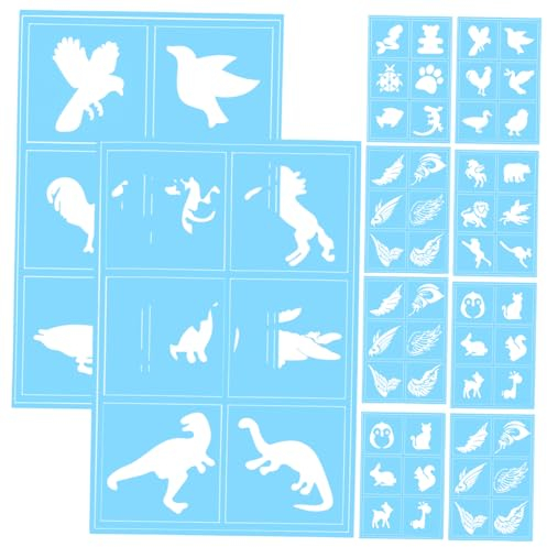DIYEAH 10stücke Gesichtsbemalung Schablonen Junge Mädchen Tattoo Stencils Cosplay Party Halloween Wiederverwendbar Glitzer Gesichts Makeup Malvorlagen