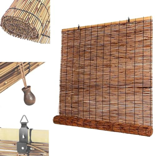 CJBWJM Bambus Rollo Breit Bambus Raffrollo Bambusvorhang für Fenster und Türen, Bambusrollo W:40-120 cm H:40-300 cm Sichtschutz Rollo Rollos (Size : 100x180cm)