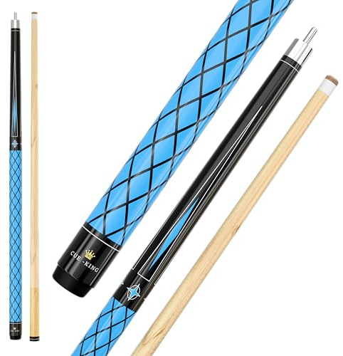 Cue-King Pool Cue 58 Inch with Premium Canadian Maple Shaft 13mm Tip, 2 Piece, 50/50 Jointed American Style Cue, Pool Cue Stick, Maple Pool Cue