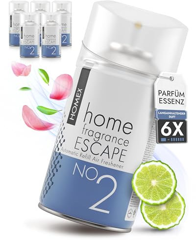Roselive HOMEX Raumduft Nachfüller kompatibel mit Airwick, Glade etc. raumspray - Lufterfrischer Nachfüllflasche für Duftspender in Wohnung, WC, Bad - Raumdüfte gegen Geruch (6er-Pack, ESCAPE)