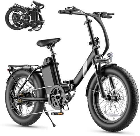 Touroll S3 E-Bike Klapprad mit 468Wh Akku, 65-100km Reichweite, 20''x3.0'' Fat Tire Elektrofahrrad Herren Damen, 250W Motor, 50Nm Drehmoment, Ebike mit Gepäckträger, StVZO-konform