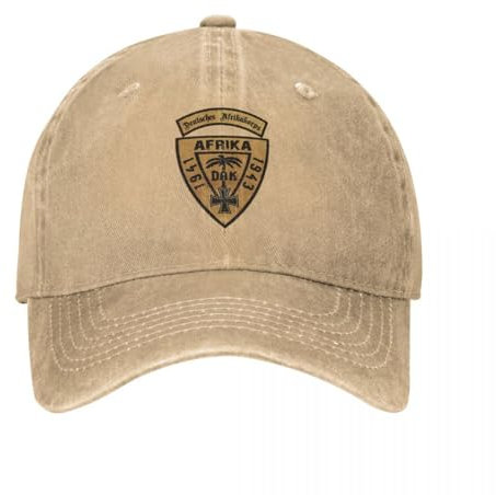 WVVCXCC Unisex und modisch Vintage Wehrmacht Baseball Cap Herren Distressed Denim Snapback Cap DAK Deutsches AfrikaKorps Afrika Unstructured Soft Hat Cap Sport Outdoor Geschenke