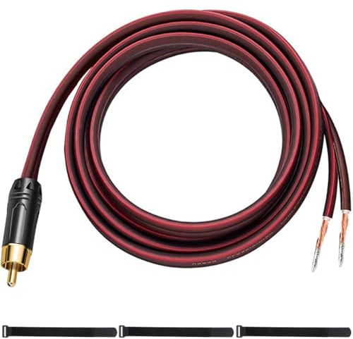 MKBKLLJY 1St. RCA zu Blankdraht-Lautsprecherkabel 5FT/152CM 16AWG positive rote Drahtmarkierung reines Kupfergehäuse vergoldeter Stecker Korrosionsbeständigkeit mit Kabelbindern für DIY